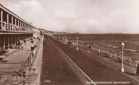 Postcard of Boscombe new prom, postmarked April 1935. Submitted by John Stimson. Note buildings on the left which are two storey, whereas the previous building had only one level.