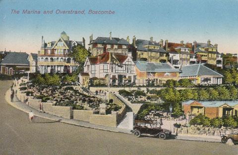 A postcard showing Boscombe Marina Overstrand in 1931