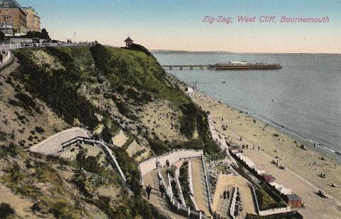 A postcard of the West Cliff zig zag, from 1931