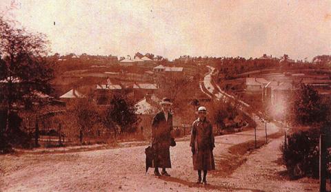 Two ladies seen along the hilly roads of Parkstone in 1920