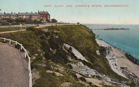 Postcard of the West Cliff and Joseph's Steps, Bournemouth