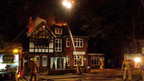 Fire at Buckholme Towers school on 12 March, 2013. Picture from Dorset Fire and Rescue Service