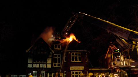 Fire at Buckholme Towers school on 12 March, 2013. Picture from Dorset Fire and Rescue Service