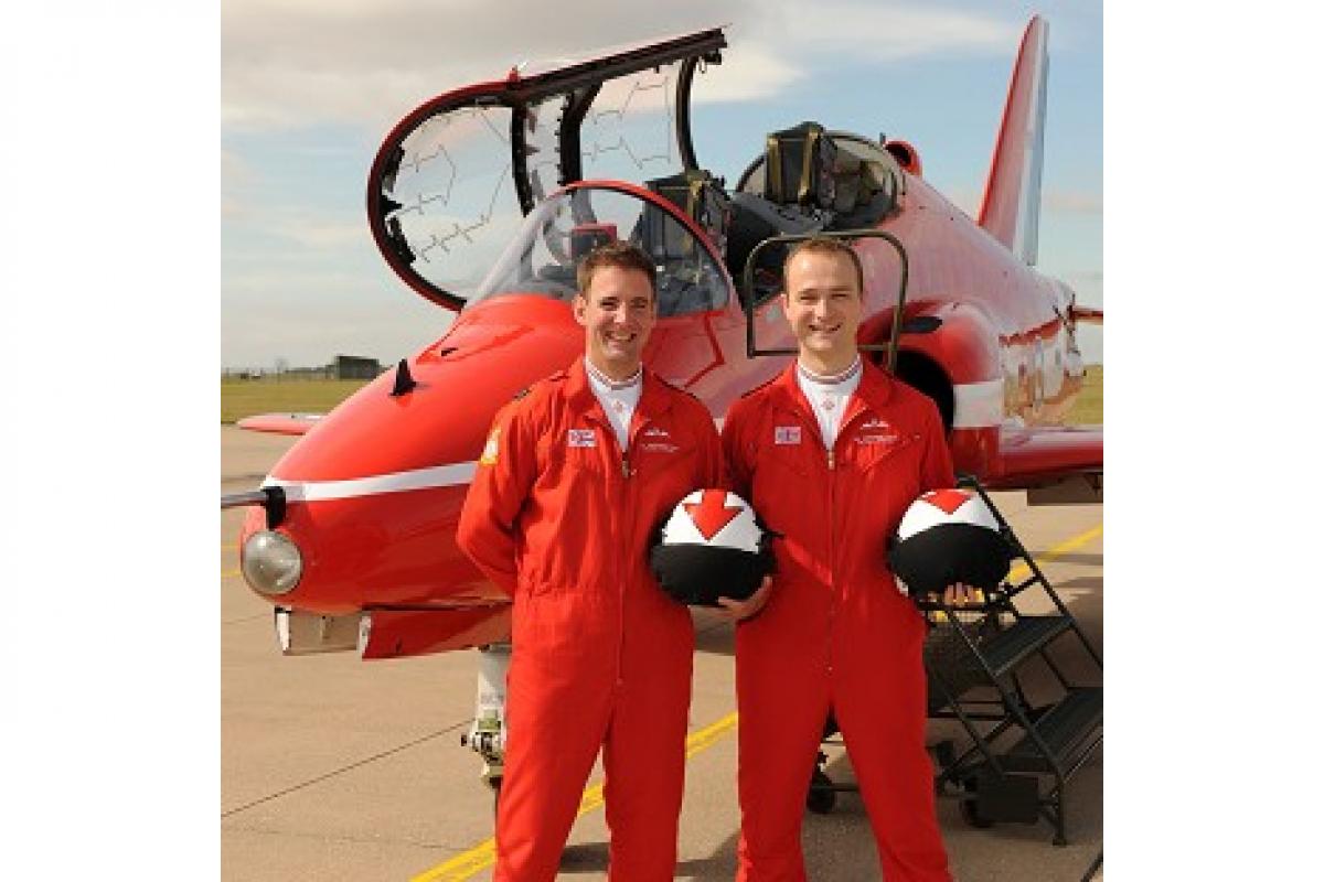 Flight Lieutenant Stewart Campbell, left, and Flight Lieutenant Joe Hourston are new Red Arrows pilots (Cpl Graham Taylor (RAF)/PA)