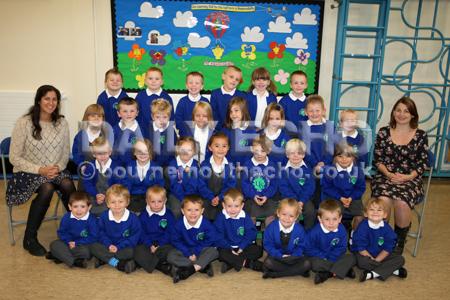 Reception children in Ladybirds class at  Upton Infant School with Teacher Rebecca Gdesis, left, and TA Gabby Whitchurch