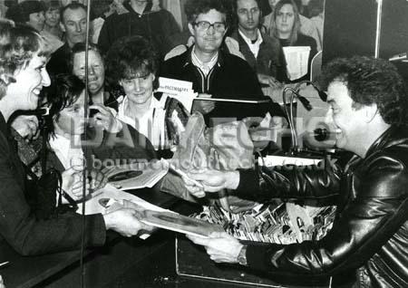 Gerry Marsden autographed his latest album for fans at Woolco, Bournemouth 1983.