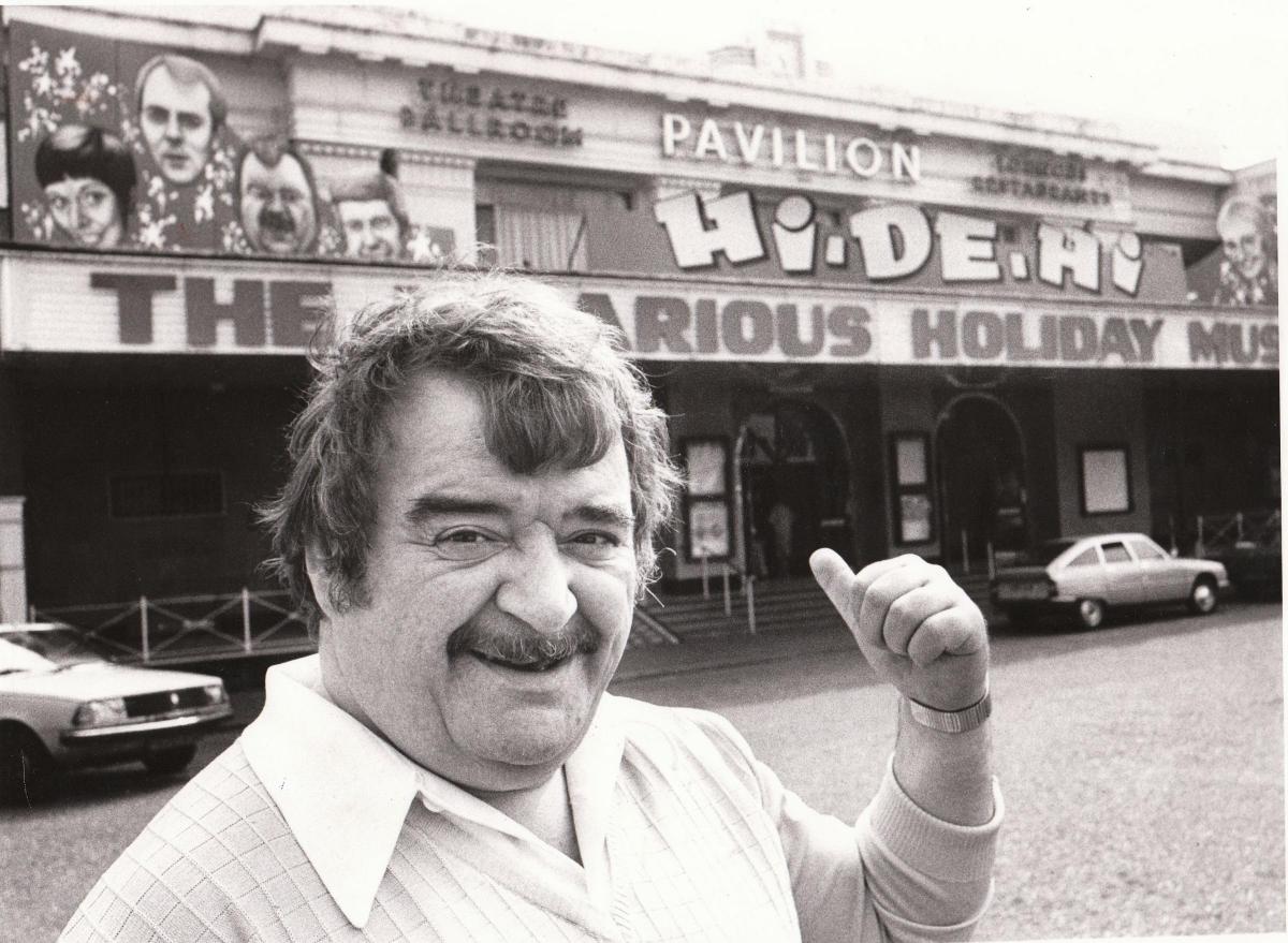 Actor Paul Shane outside the Pavilion Theatre Bournemouth in 1983