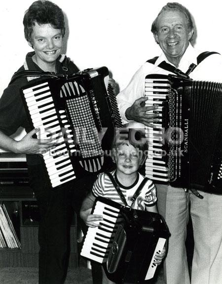 Martin and wife Margaret Lukins with their son Michael the Accordian playing family 1983. 
