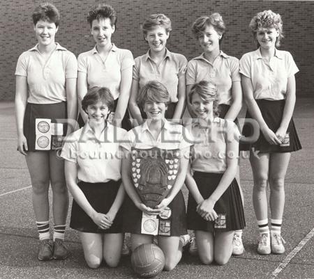 March 1984, Avonbourne School netball team reached the National School Final. Pictured are: Anna and Clare Norton, Elaine Simm, Lynne Truman, Juliet Feltham, Tracy Millar, Tracy Howard and Christine Mockeridge.

