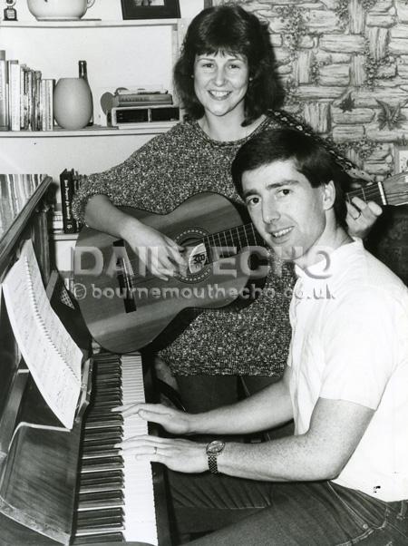 Mike and Jill Rowland of Parkstone. Musical duo played around local churches, 1985.