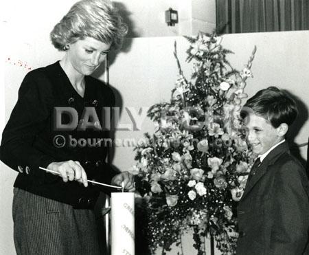 Princess Diana visited Poole Hospital in connection with the Great Ormond Street (GOSH) appeal. Seen here with Charlie Syer, 1988.