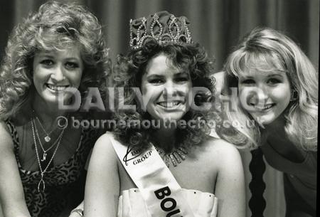Crystal Etheridge ( centre) was crowned Miss Bournemouth Andrea White (right) was 2nd and Niki Cook was third, 1989.
