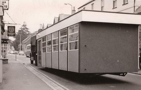 In 1970 a section of a mobile classroom held up the traffic as a police escorted it through the streets to the new Wareham Junior School.