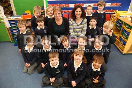 Shillingstone Primary School with TA Pauline Long and  teacher Lucy Bennett. 