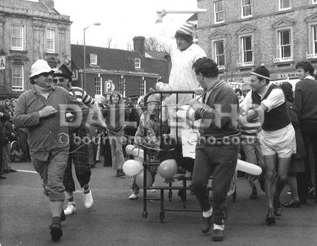 Round Table bed race in Wimborne in 1976.