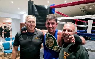 Martin Warren of Oakmead Boxing Club wins the Western County Challenge belt