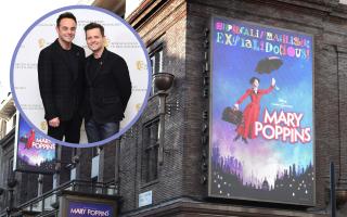 (Background) Mary Poppins West End show billboard - Credit: PA
(Circle) Ant and Dec. - Credit: PA