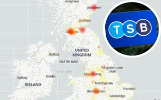 Banking customers across the country have been unable to access TSB online banking services. Picture: Downdetector/PA inset