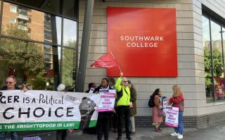 Education staff on strike outside Southwark College