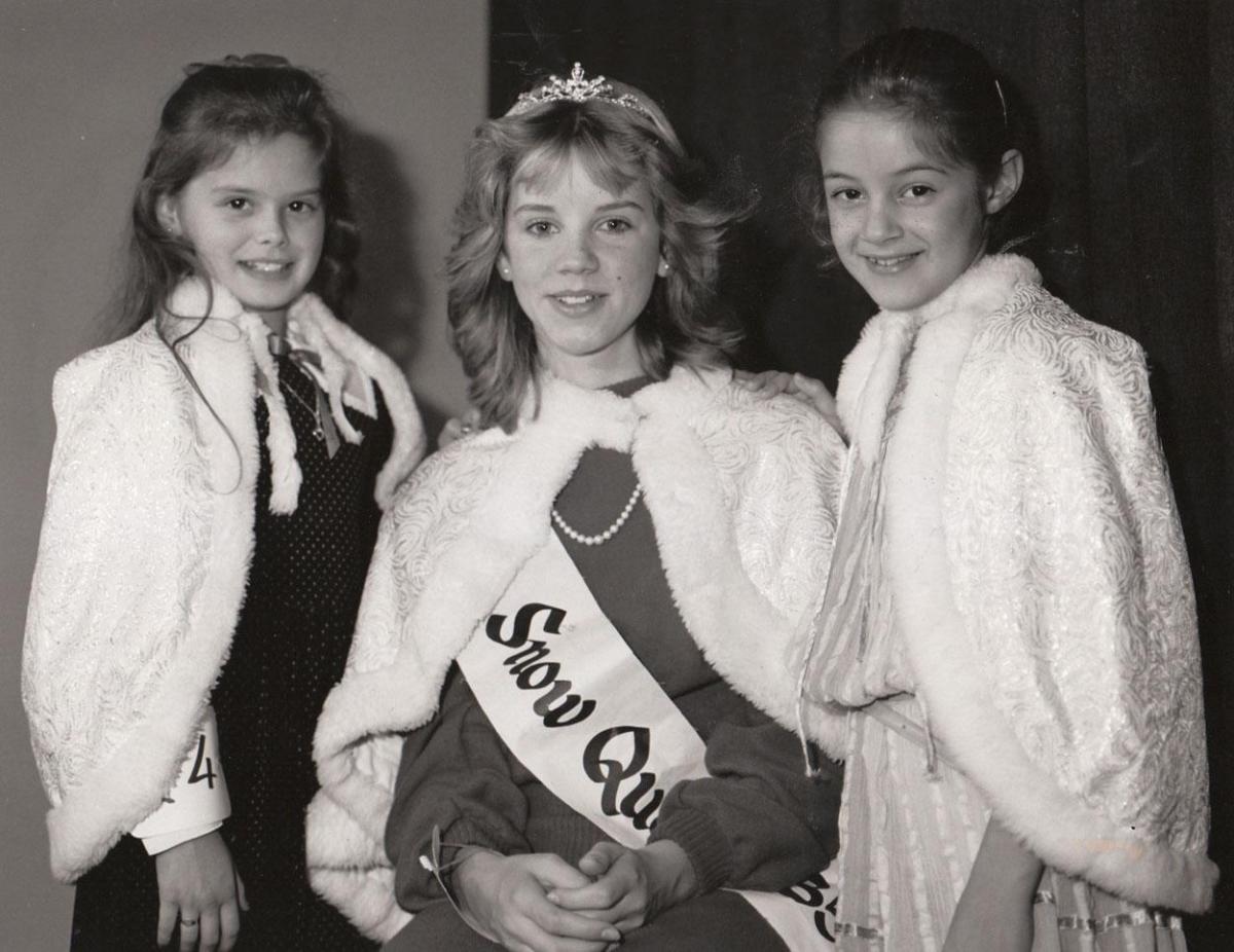 In 1985, Debbie Bungey, 13, the Christchurch Regatta Queen, was also crowned the Snow Queen. She is seen here flanked by Snow Princesses Luan Miller and Nicola Warren.