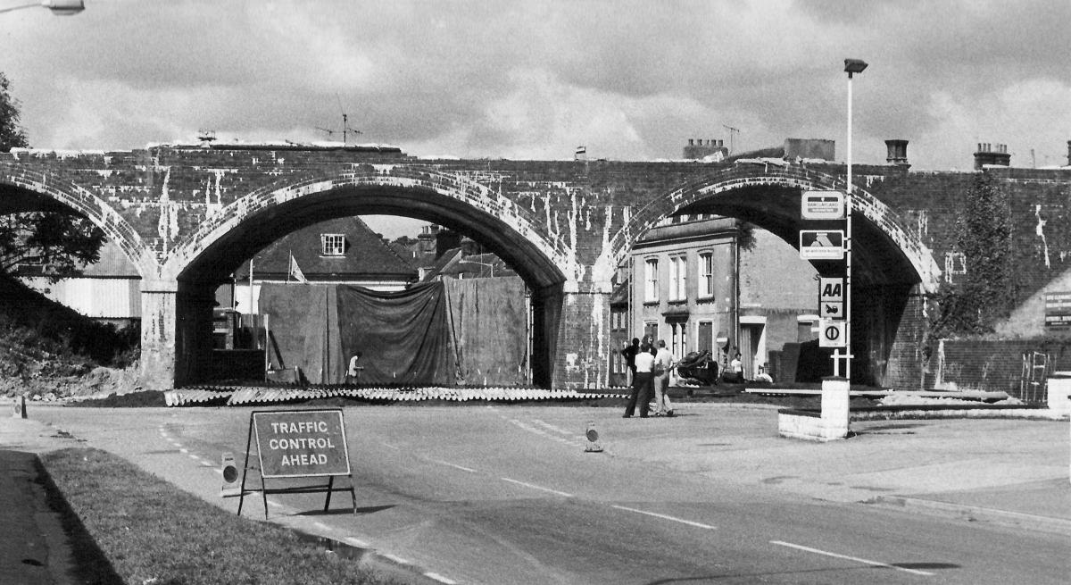 Former  railway  arches  at Blandford  in 1978.