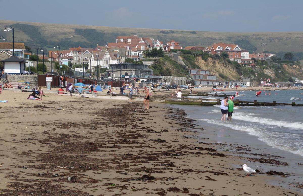 The beach at Swanage. 