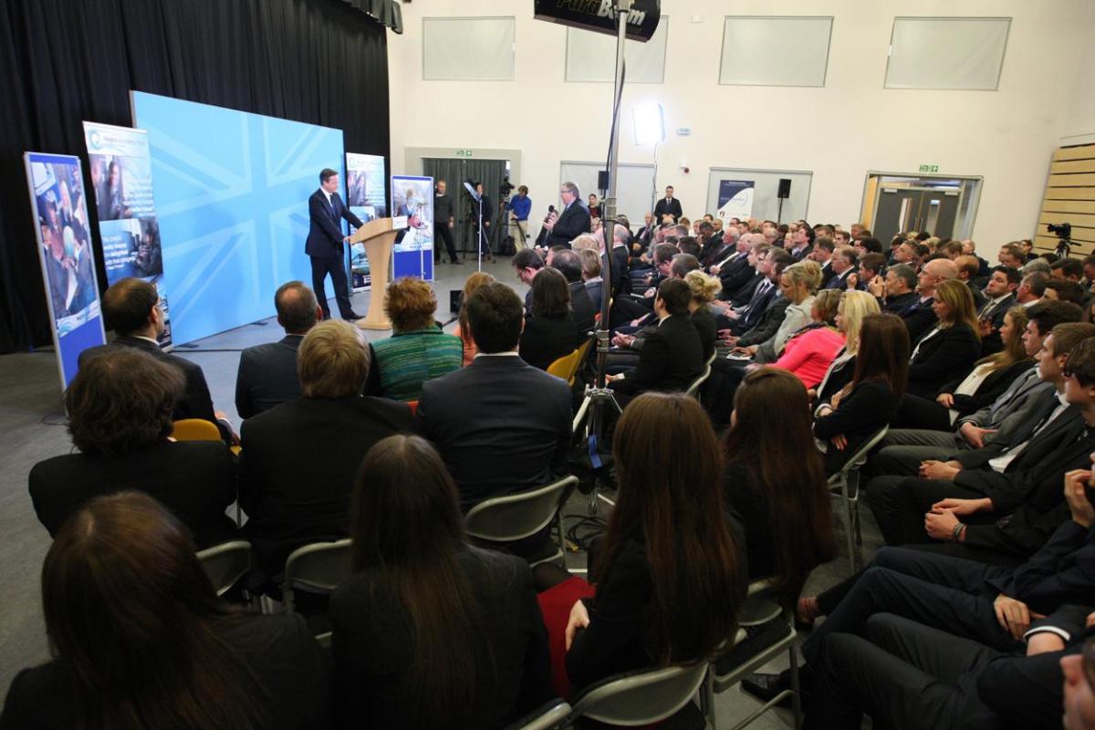 David Cameron visits Magna Academy and Poole housing development in December 2014