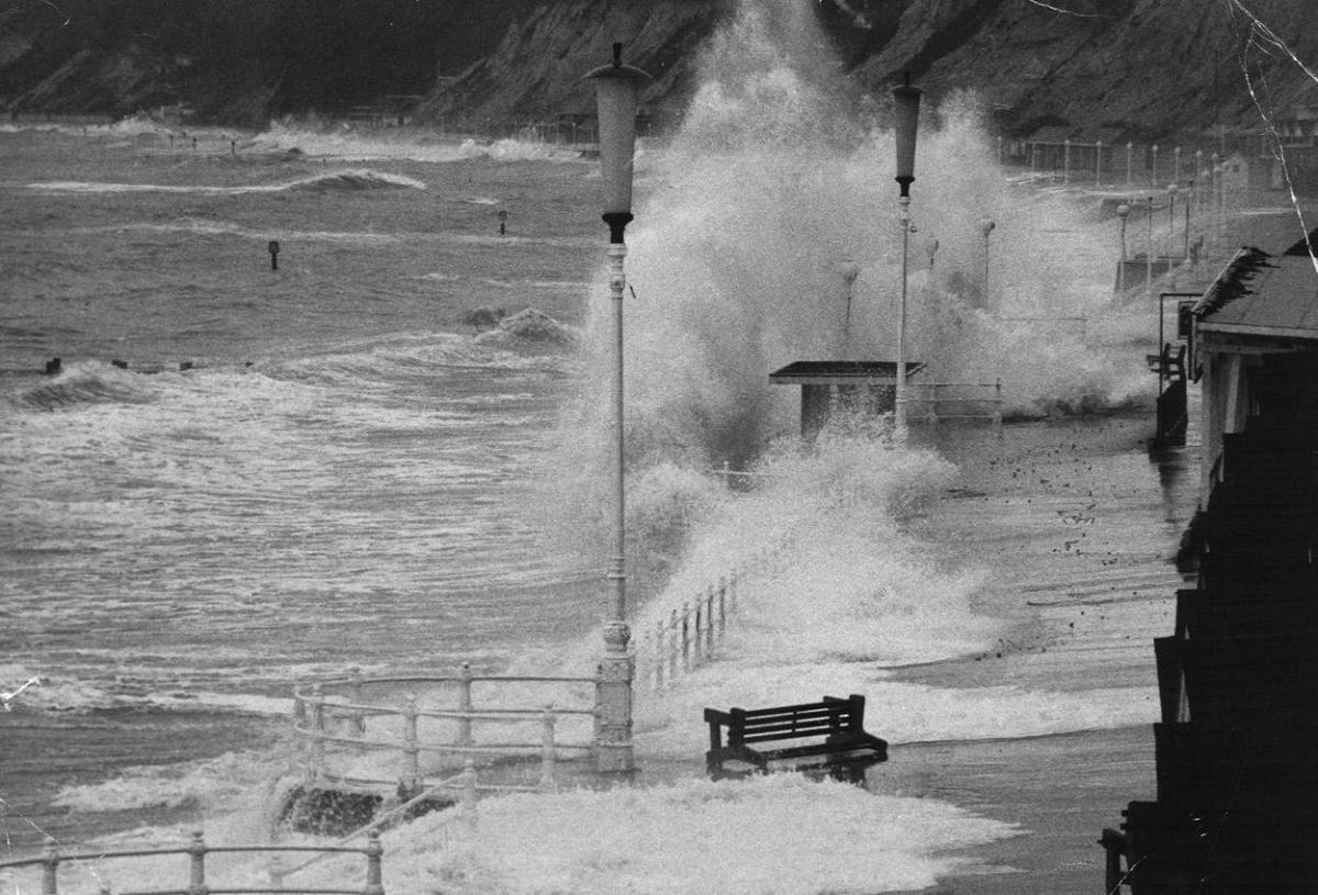 A stormy sea on Bournemouth West Beach in 1965