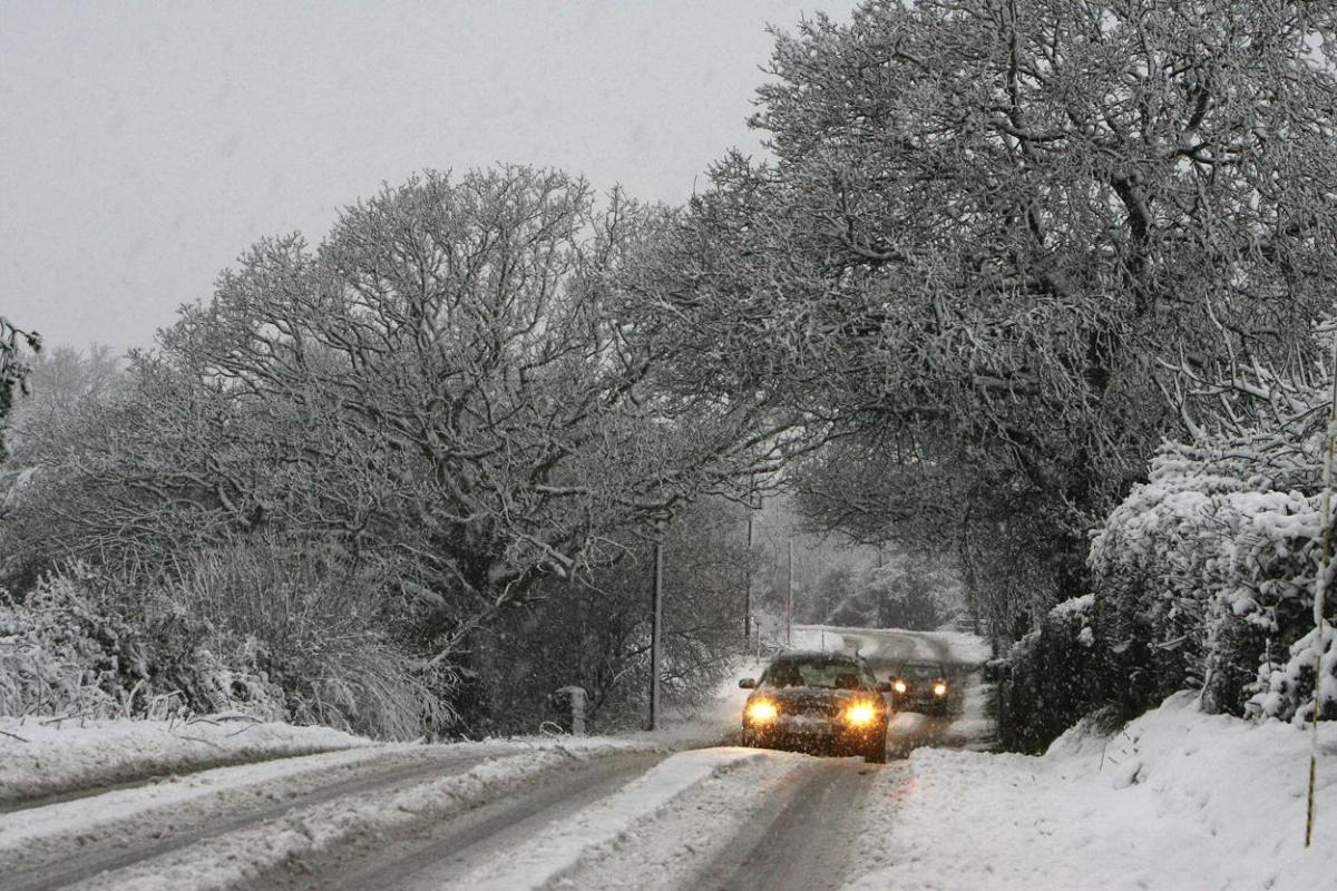 Snow causing problems on the roads around Poole in 2009.