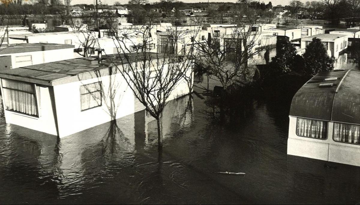 Iford Caravan Park is flooded after the 1979 storm.
