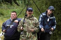 TRYING A DIFFERENT ANGLE: Martin Derham, centre, with Terry Bellis (left) and Chris O'Toole fishing at Broomhill
