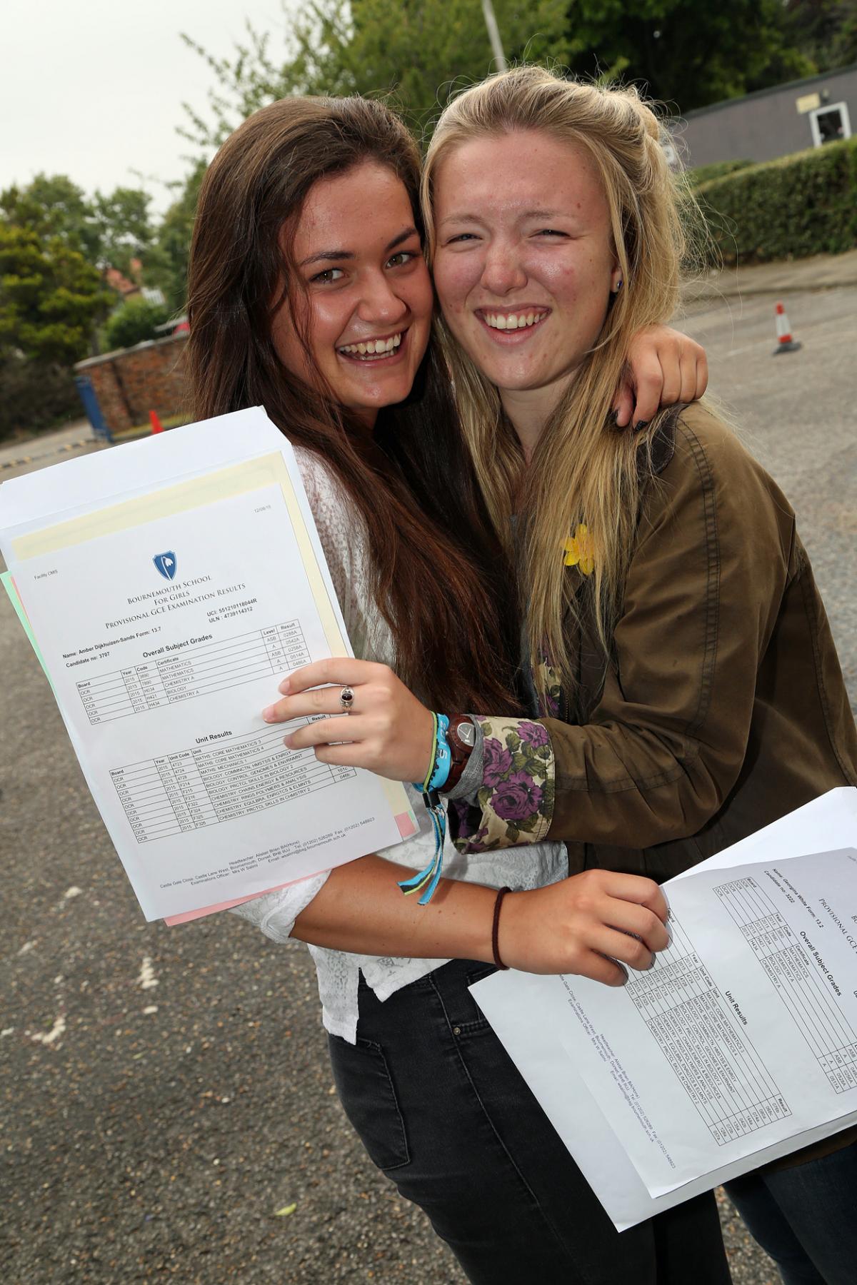 A Level results day 2015 at Bournemouth School for Girls. Pictures by Sally Adams 