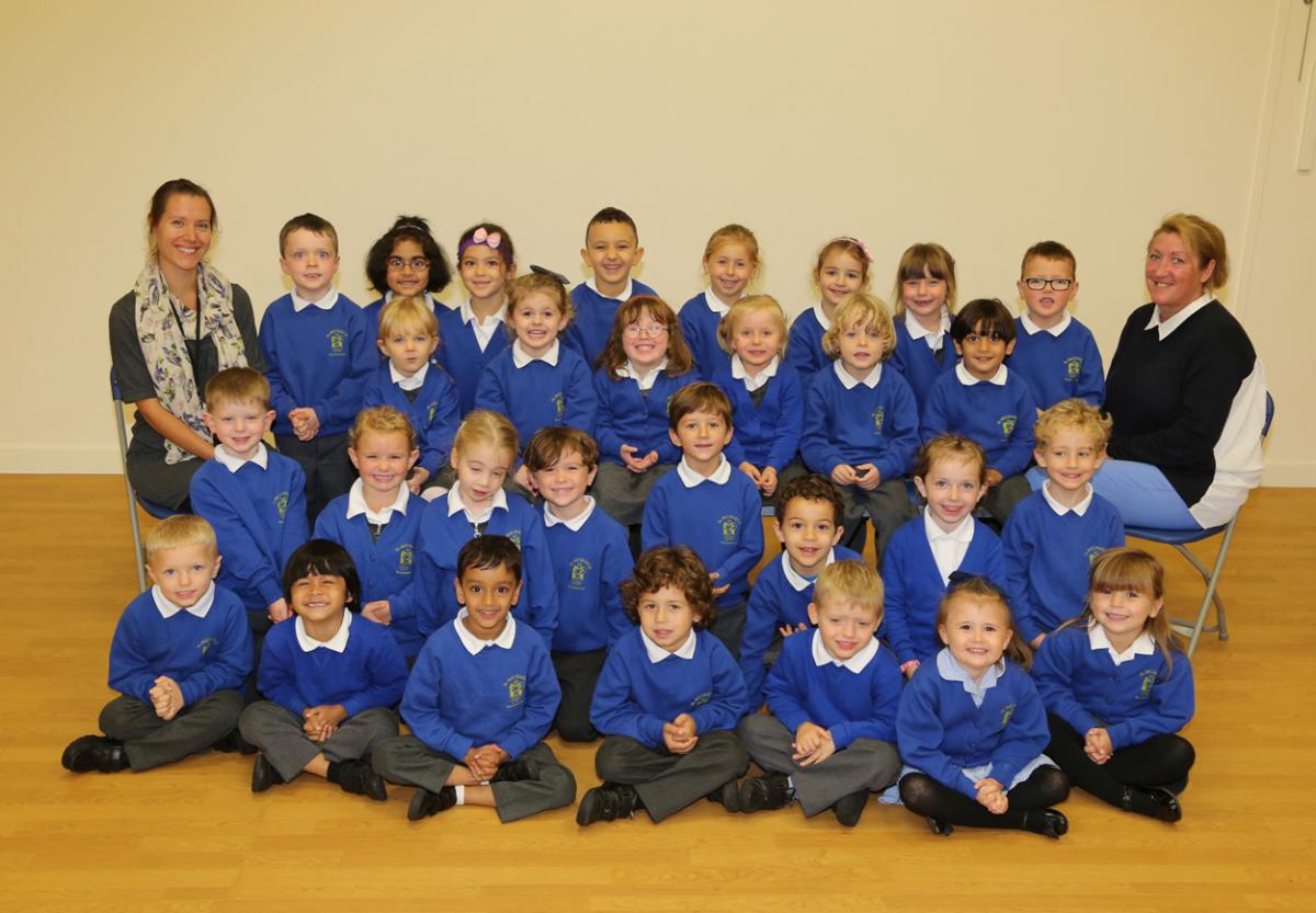 Reception children at St Michael's Primary School in Bournemouth with teacher Nicola Connell, left, and TA Zoe Herbert.