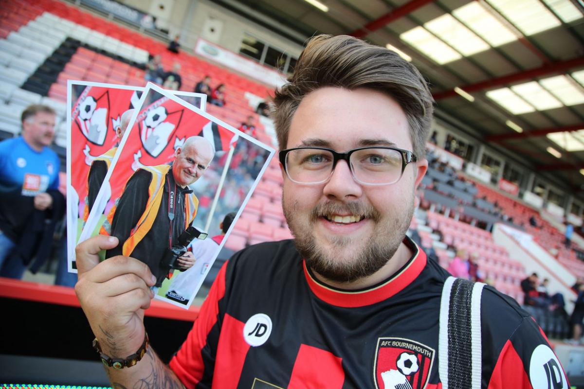 AFC Bournemouth and fans pay tribute to Mick Cunningham during the game against Watford on Saturday, October 3, 2015 