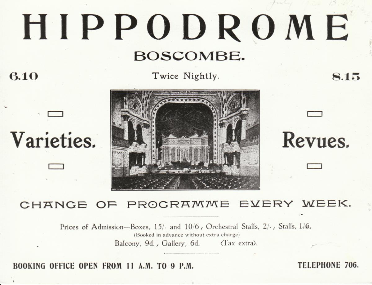 Hippodrome Boscombe Advert July 1920
