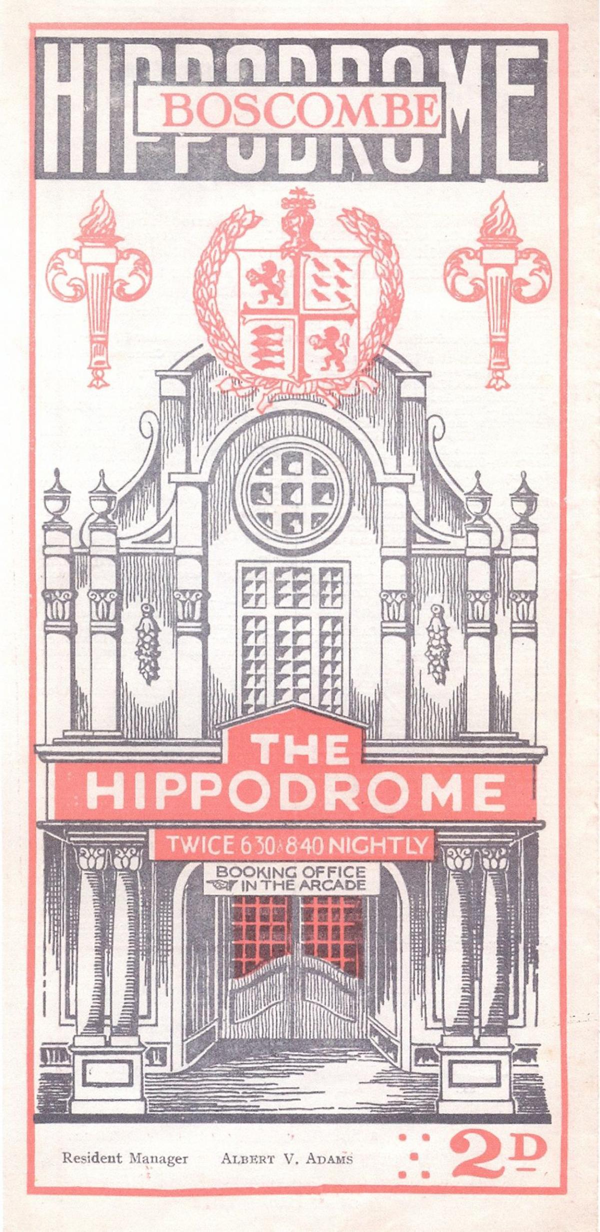 Handbill for Boscombe Hippodrome from October 1928.
