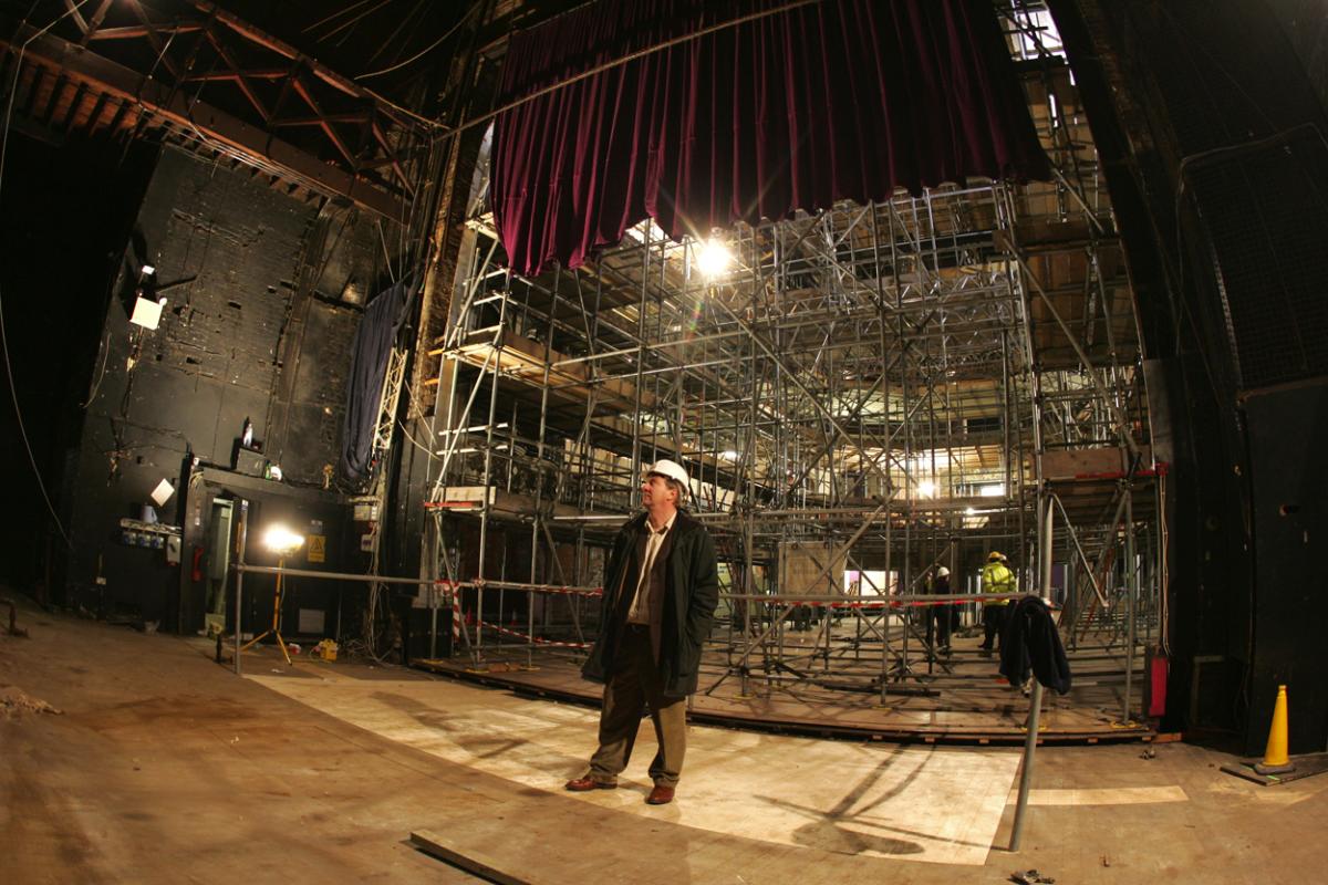 2007 John Butterworth, owner of the Opera House looks at some of the building as it is being restored  to its victorian grandeur