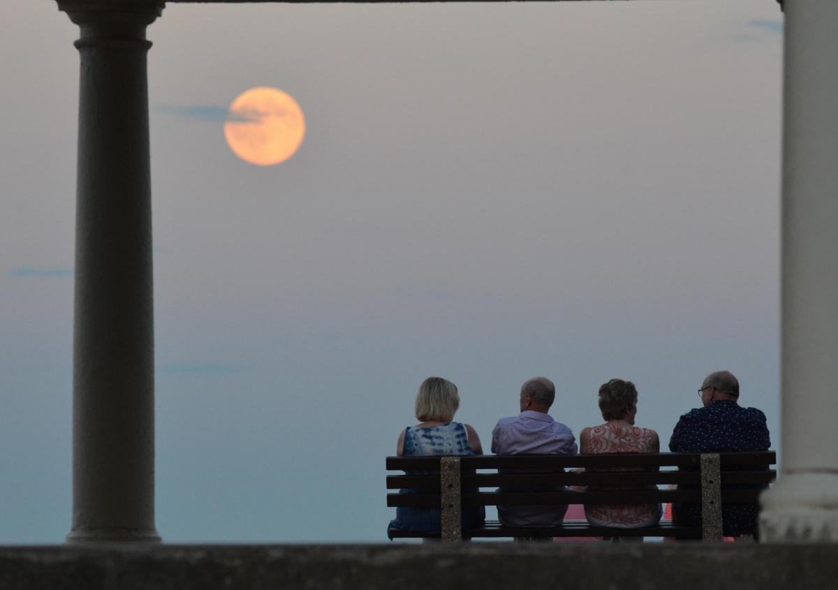 The full moon on the 19th July 2016 taken at sandbanks with people enjoying the beautiful evening, photo taken by Daniel Marsh of Poole.