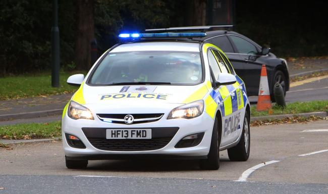 Picture by Richard Crease  - 27/10/14  - RC271014bpolicecar - stock photo  - Dorset Police car with blue lights on.