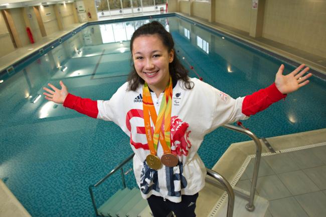 Paralympian swimmer and double Rio 2016 medallist Alice Tai celebrates the opening of the new BH Live Active in Corfe Mullen