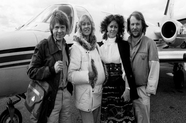 TOUCHDOWN: Bjorn, Agnetha, Anni-Frid and Benny at what was then Hurn Airport, September 12, 1981