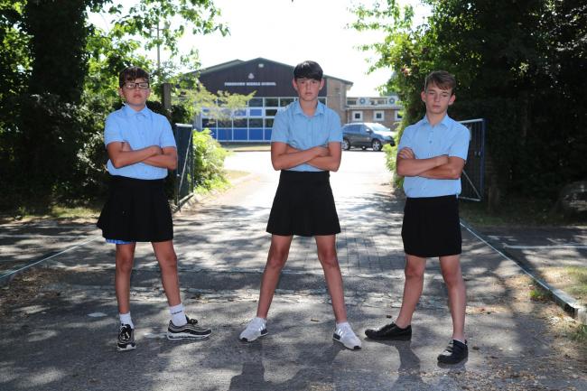 Boys wear skirts to school in Bournemouth in protest at ban on shorts |  Bournemouth Echo
