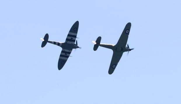 Bournemouth Echo: The Spitfire and Hurricane. Picture by Corin Messer