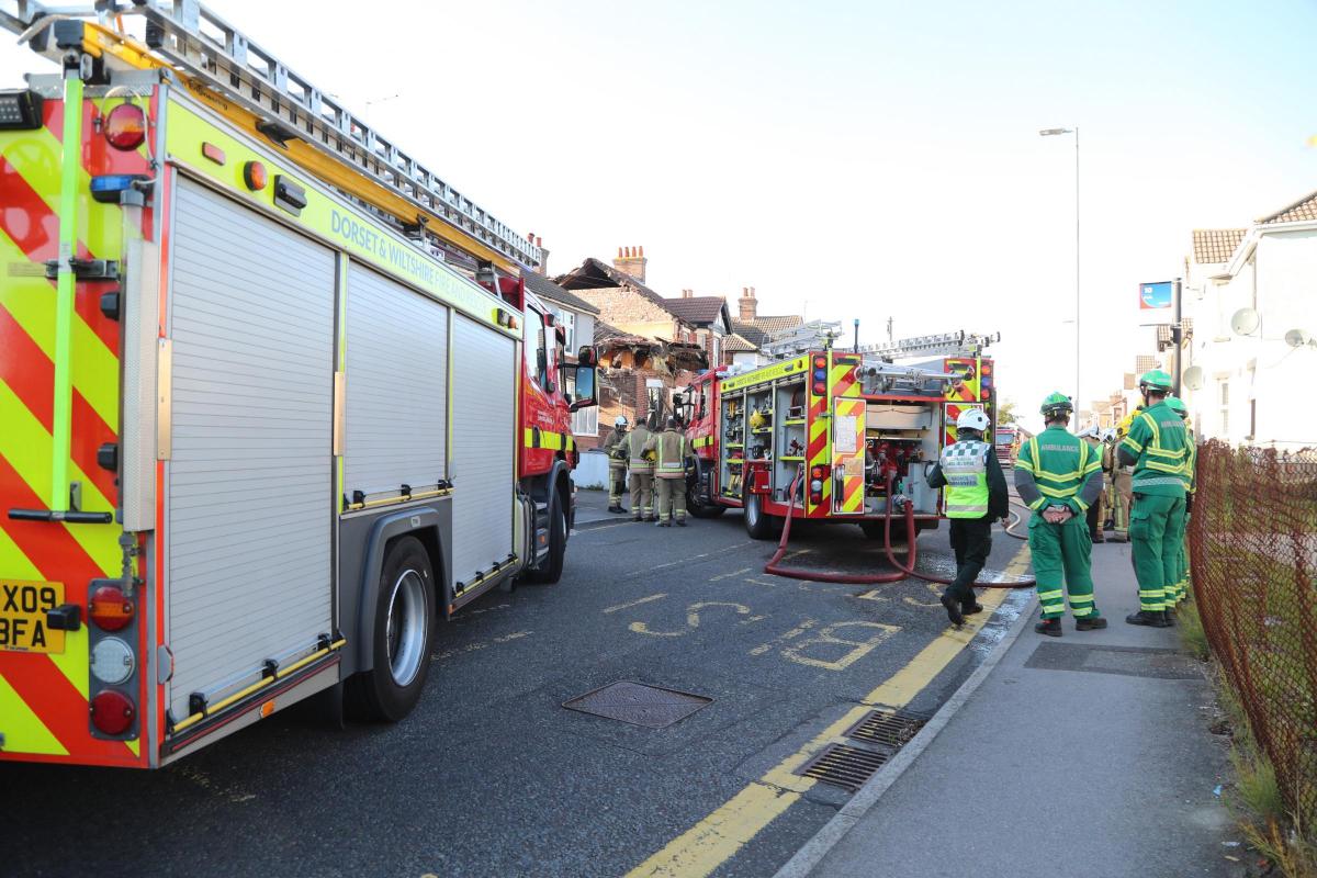 Two people are hurt following a gas explosion in Sterte Road, Poole. Pictures by Corin Messer, Bournemouth Daily Echo. 
