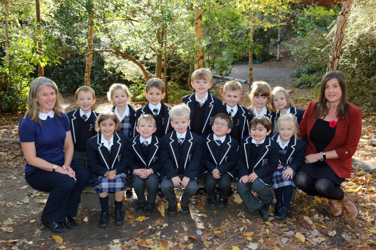 Reception children in Butterfly class at Bournemouth Collegiate School with teachers Mrs Wyatt and Mrs Martin