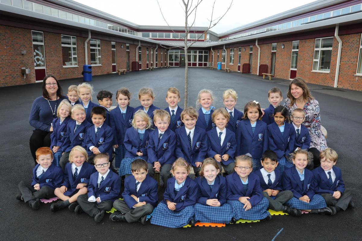 Reception children in Seagulls class at Twynham Primary School  in Christchurch with teacher Miranda Long, right and TA Sandie Pattemore.