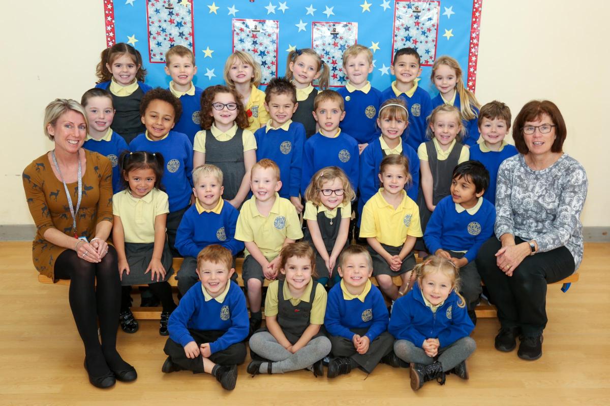 Reception children in Turtles class at Twin Sails Infant school in Hamworthy with teacher Sarah Howell and TA Jane Gibbs