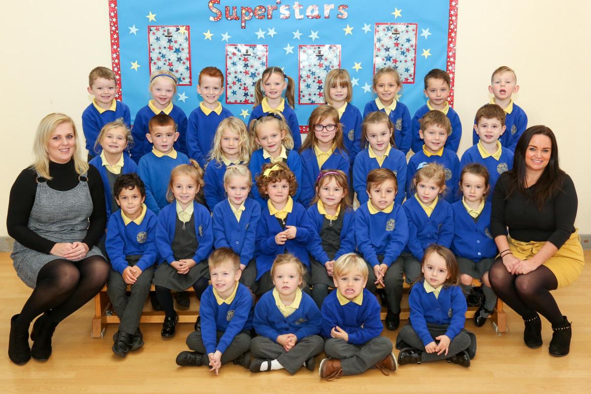 Reception children in Lobsters class at Twin Sails Infant school  in Hamworthy with teacher Natalie O'Connor and TA Lucy Shepherd