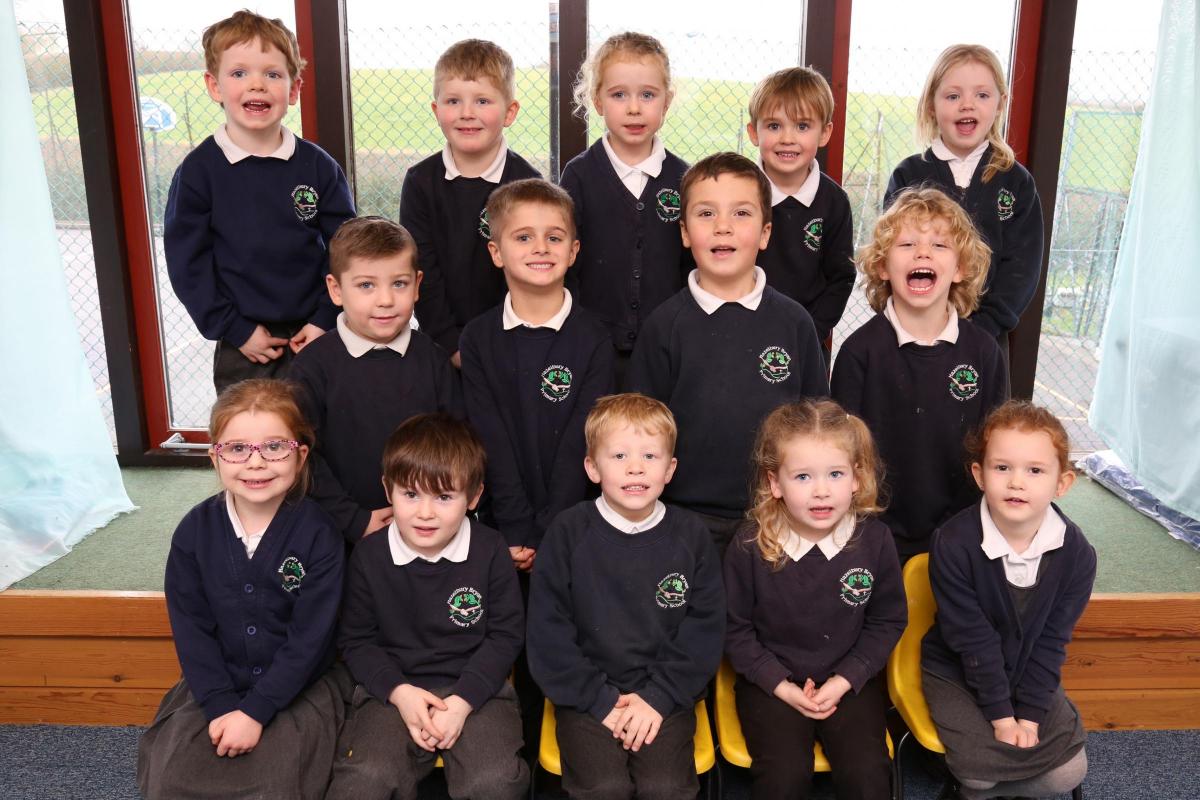 Reception children at Hazelbury Bryan Primary School.