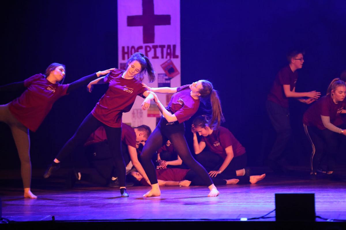Sir John Colfox Academy rehearsing for the Bournemouth heat of Rock Challenge 2019. Pictures by Corin Messer